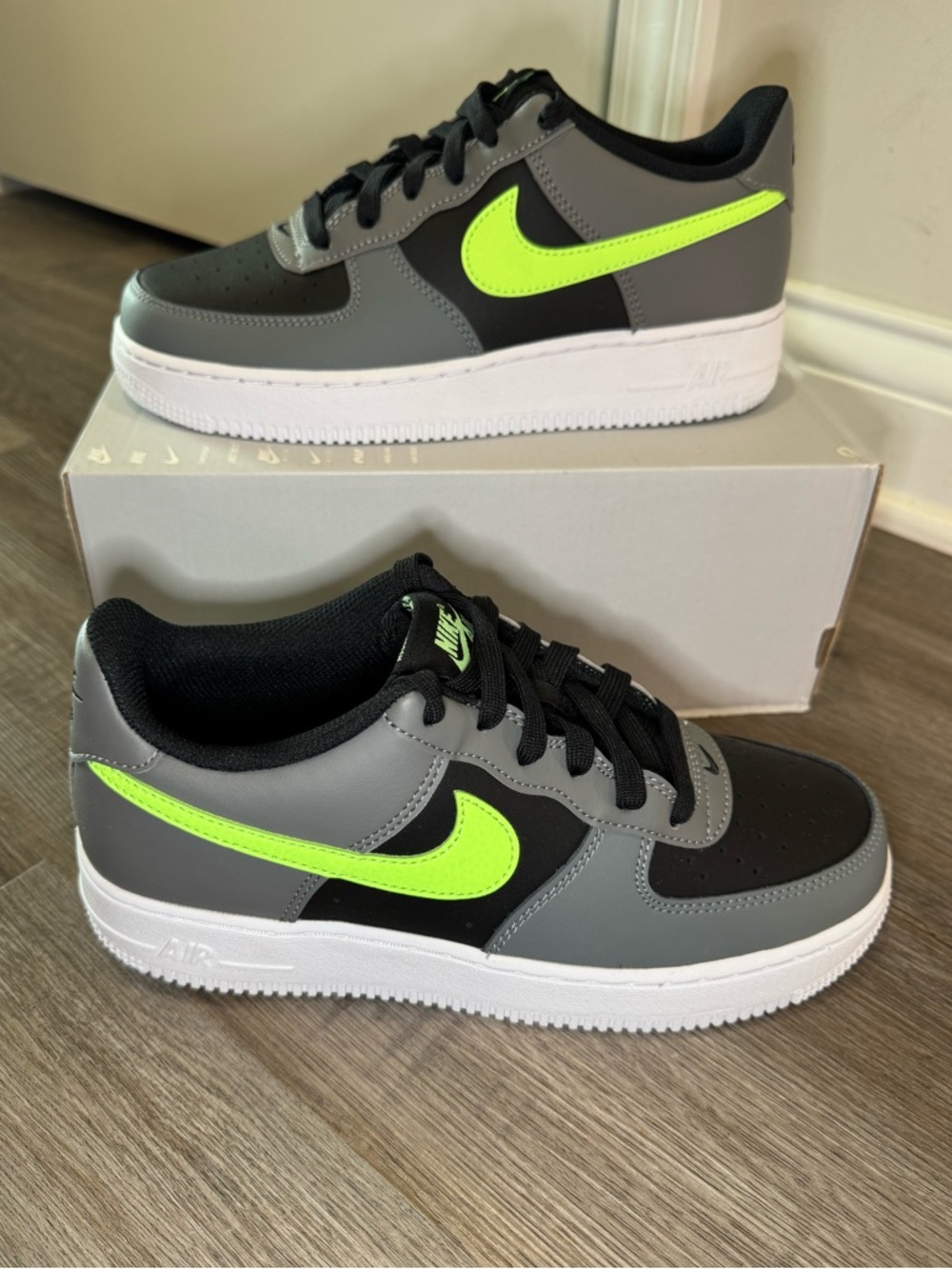 Nike Air Force 1 GS Black Lime Blast Sneakers